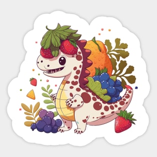cute little Dinosaur eating fruit t-rex Sticker